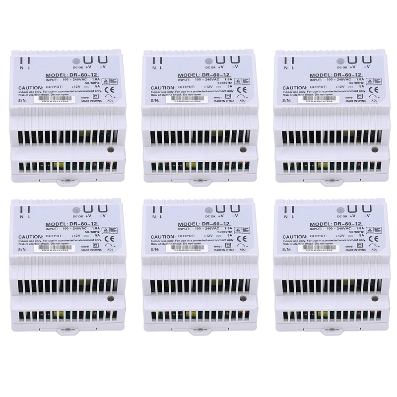 FORIDE 6X Din Rail Power Supply 60W 12V Ac Dc Converter -60-12 Power Supply 12V 60W