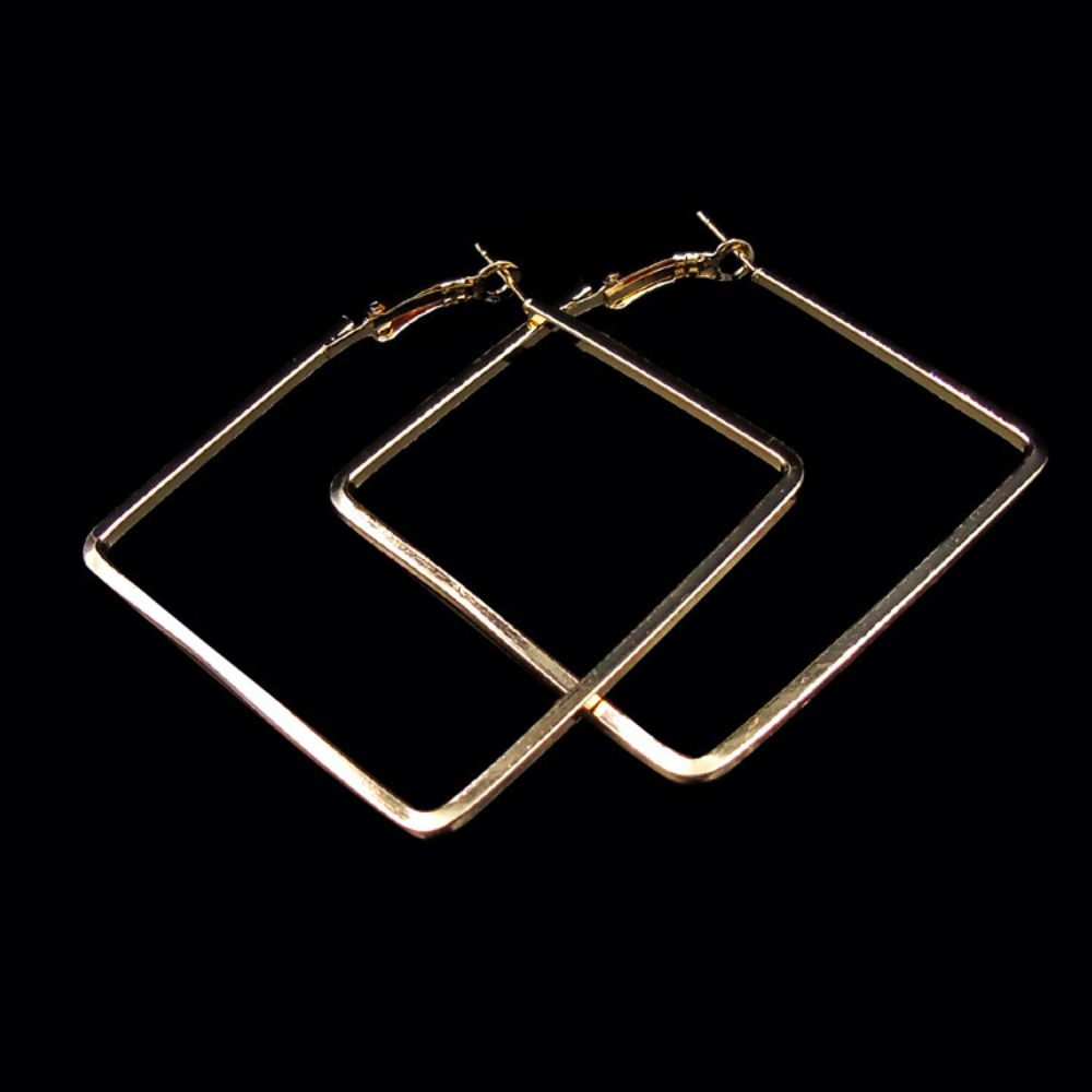 Trendy Geometric Square Stud Irregular Shape Earrings Stainless Steel Diamond Hoop Earrings Large Hypoallergenic Metal Earrings Women