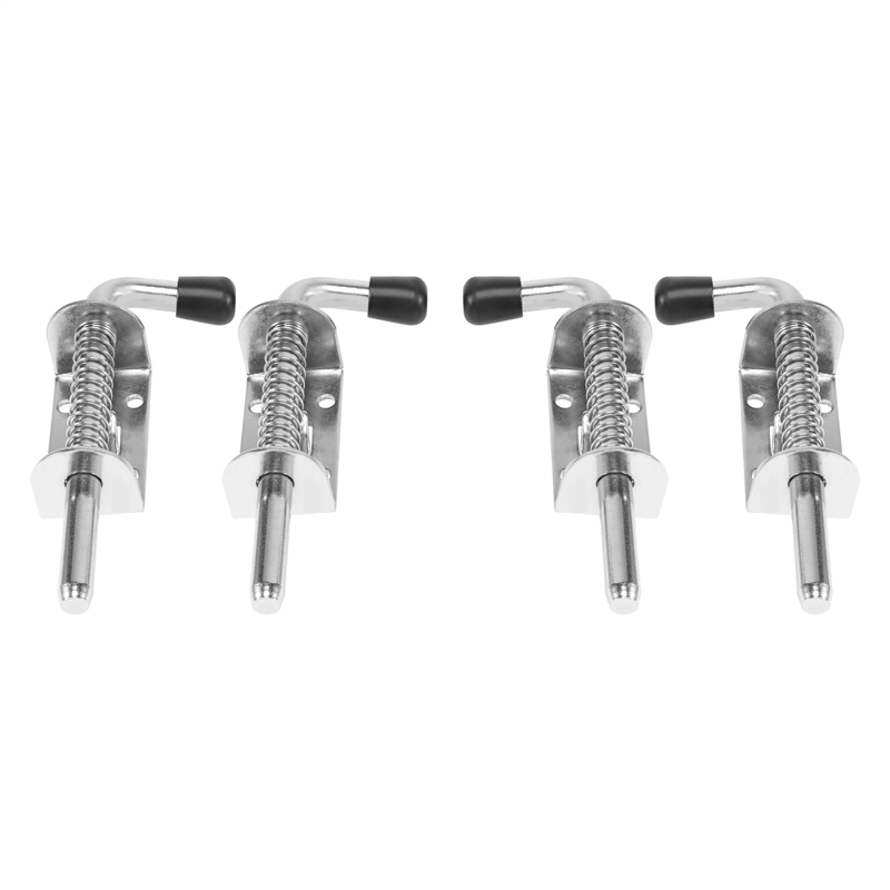 NAMUNY 4 Pack 5 Inch Spring Loaded Latch Pin 304 Stainless Steel Barrel Bolt Thickened 2mm Door Lock, Brushed Finished