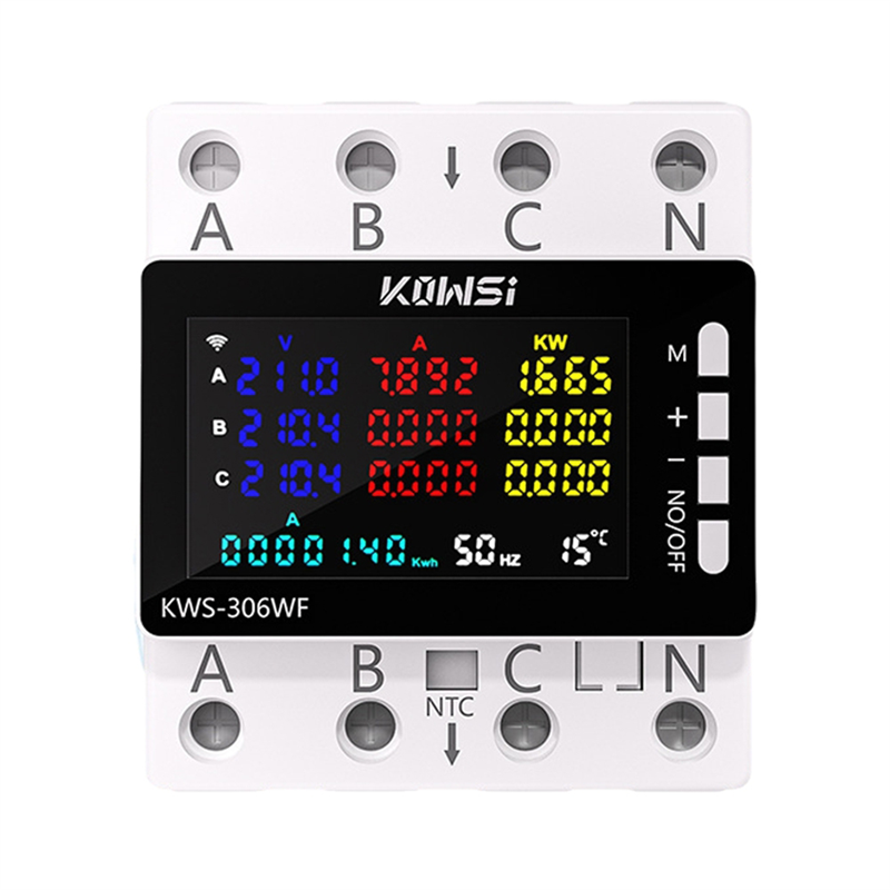 Smart Tuya AC 85-290V Energy Meter, Relay for 3 Phase 4 Wire System, DIN Rail Installation