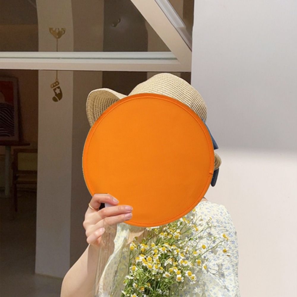 Portable 2023 Round Nylon with Pocket Folding Fans Child for Outdoor Circular Fan