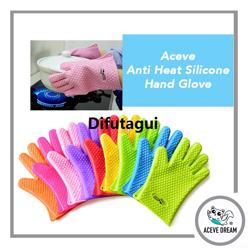 Difutagui 🔥Stock Clearance🔥ACEVE DREAM READY STOCK Malaysia Cute Silicone Kitchen Hand Luxury Glove Anti Heat Hot Pot Oven Baking Cooking Microwave Sarung Tangan Dapur