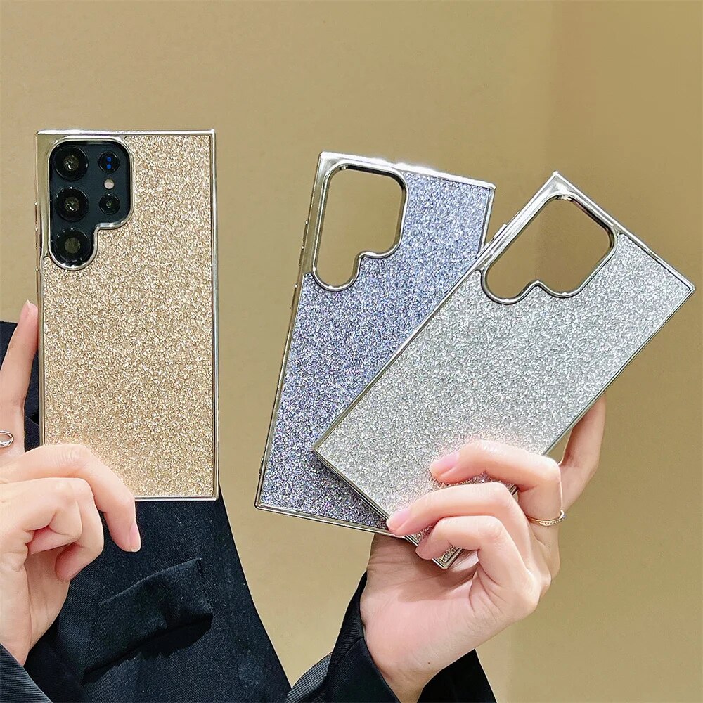 HODON Luxury Shining Glitter Phone Case For Samsung Galaxy S25 S24 Ultra S23 Ultra S22 Plus Cases Electroplated Shockproof Hard Back Cover