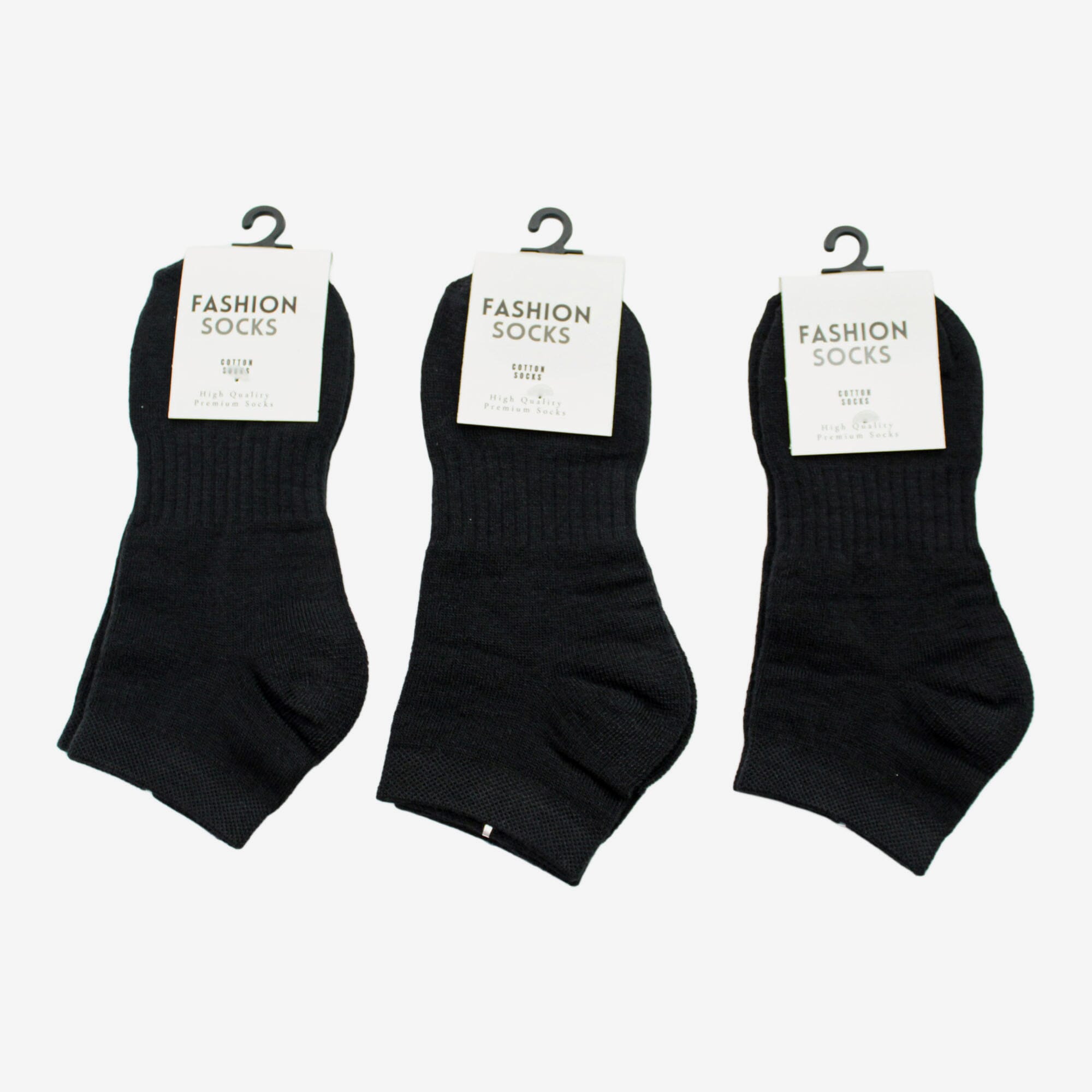 Black Color Ankle Socks For Men- 3 Pairs