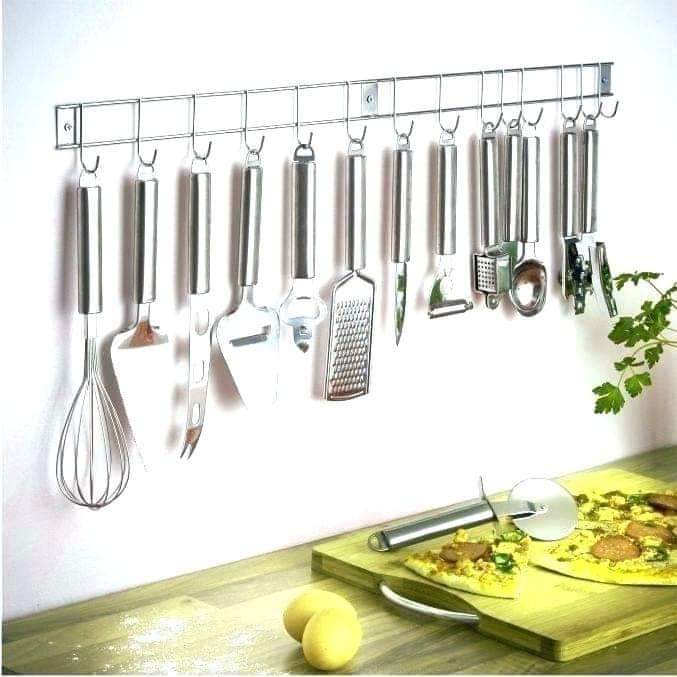 Stainless Steel Kitchen Utensil Hanging Rack: Wall Hanging Hook for Kitchen