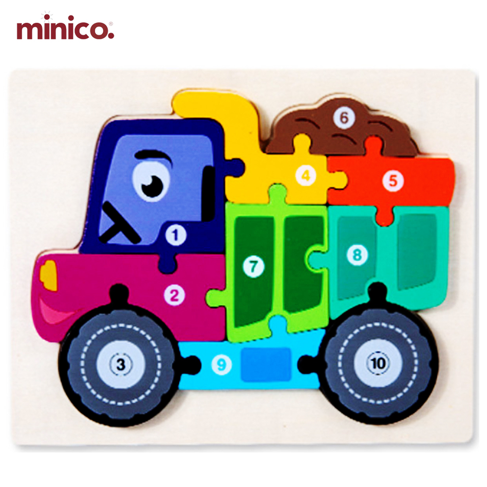 Colorful Wooden Truck Jigsaw Puzzle for Kids - Educational & Learning Toy with 1-10 Numbers