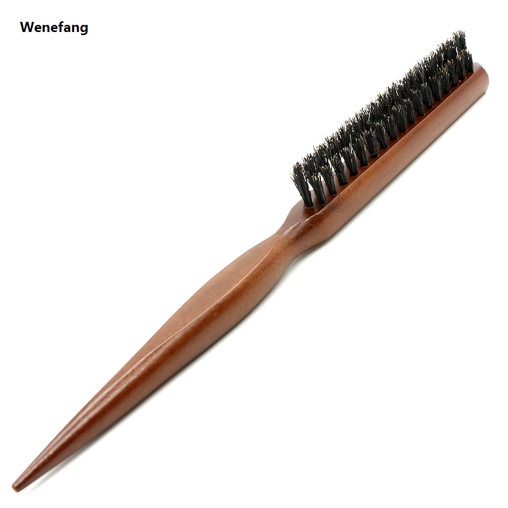 Wenefang Wooden handle curling barrel cork hair brush boar ladies 1PC bristle round handle styling comb anti-static hair tool