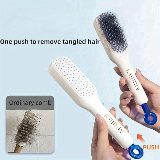 Premium Self Cleaning AnticStatic Hair Brush | Retractable Telescopic Massage Comb | Easy Clean Detangling Comb for Women & Men | Scalp Massage Styling Tool | Smooth Hair Comb for All Hair Types