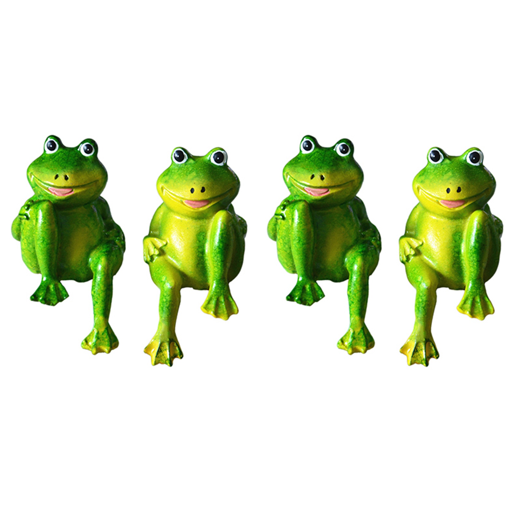 NAMUNY 4Pcs/Set Cute Resin Sitting Frogs Statue Outdoor Garden Store Frog Sculpture for Home Desk Garden Decor Ornament S2