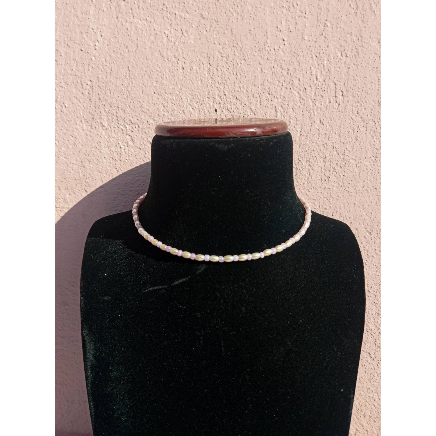 Pearl Necklace With Purple Beads