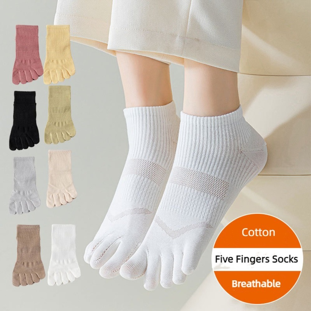 1/4 Pairs Women's Cute Toe Socks Five Finger Socks Cotton Sports Socks Ankle Low Cut Yoga Separate Fingers Socks