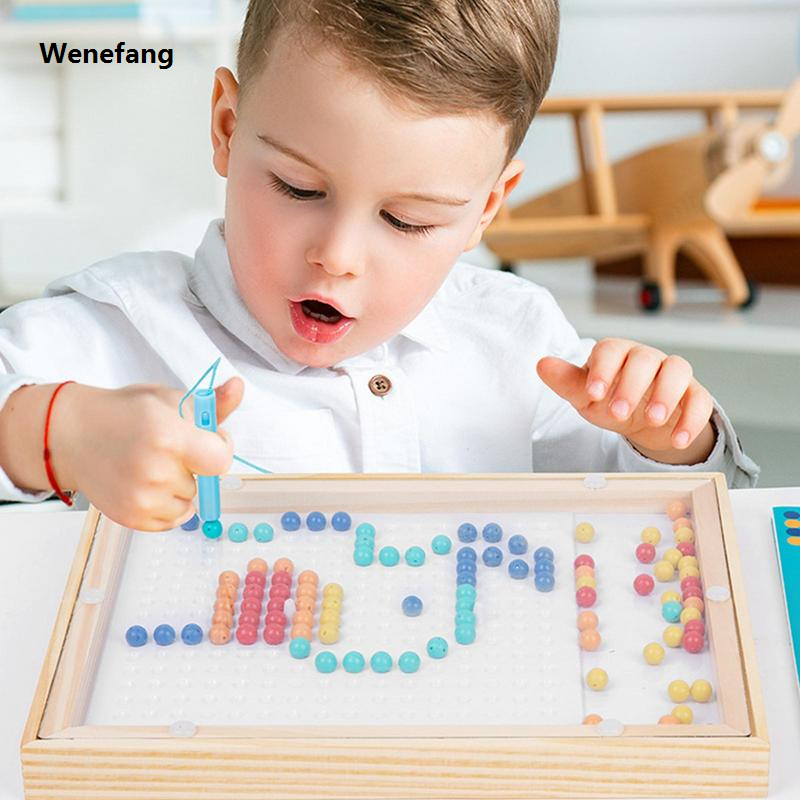 Wenefang Magnetic Doodle Board Drawing Pad with Beads and Drawing Magnet Stylus Educational Read Write Learn Preschool Gifts for Children
