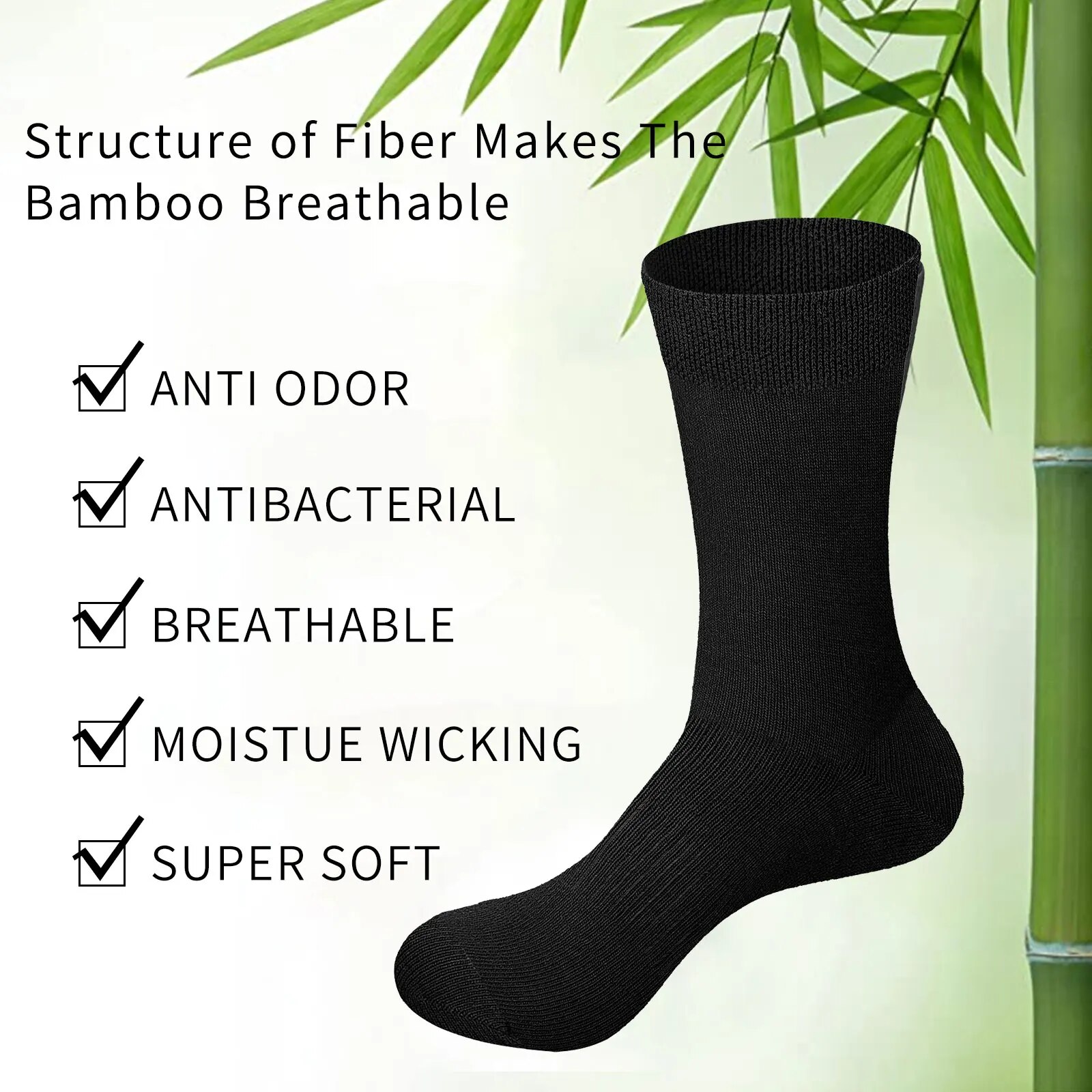 HOT Men's Socks YUEDGE Brand Breathable Bamboo Fiber Thin Summ Business Dress Socks For Mens Size 37-46 EU, 5 Paris/Pack
