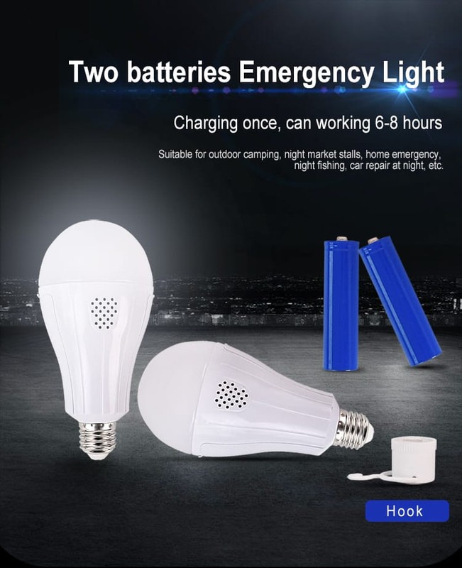 Rechargeable 15w LED Bulb with 2 Pcs Built-in Rechargeable Battery for Room, Travel, Camping, School, Kitchen
