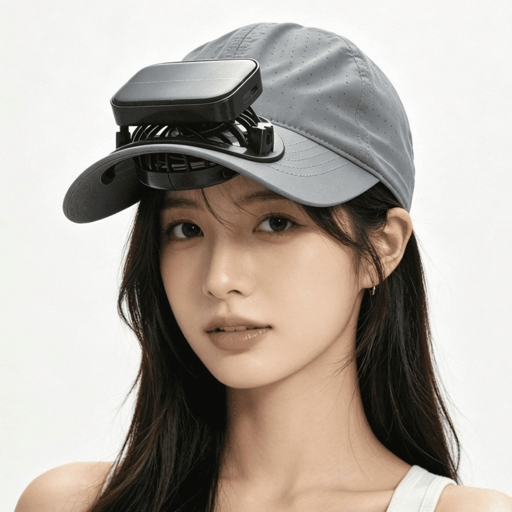 Solar Fan Cap Portable Solar Powered Fan Baseball Cap Adjustable Long-lasting Rechargeable Fan Hat Solid Color Cloth Cooling Fan Peaked Cap for 3.7V/300mAh Summer