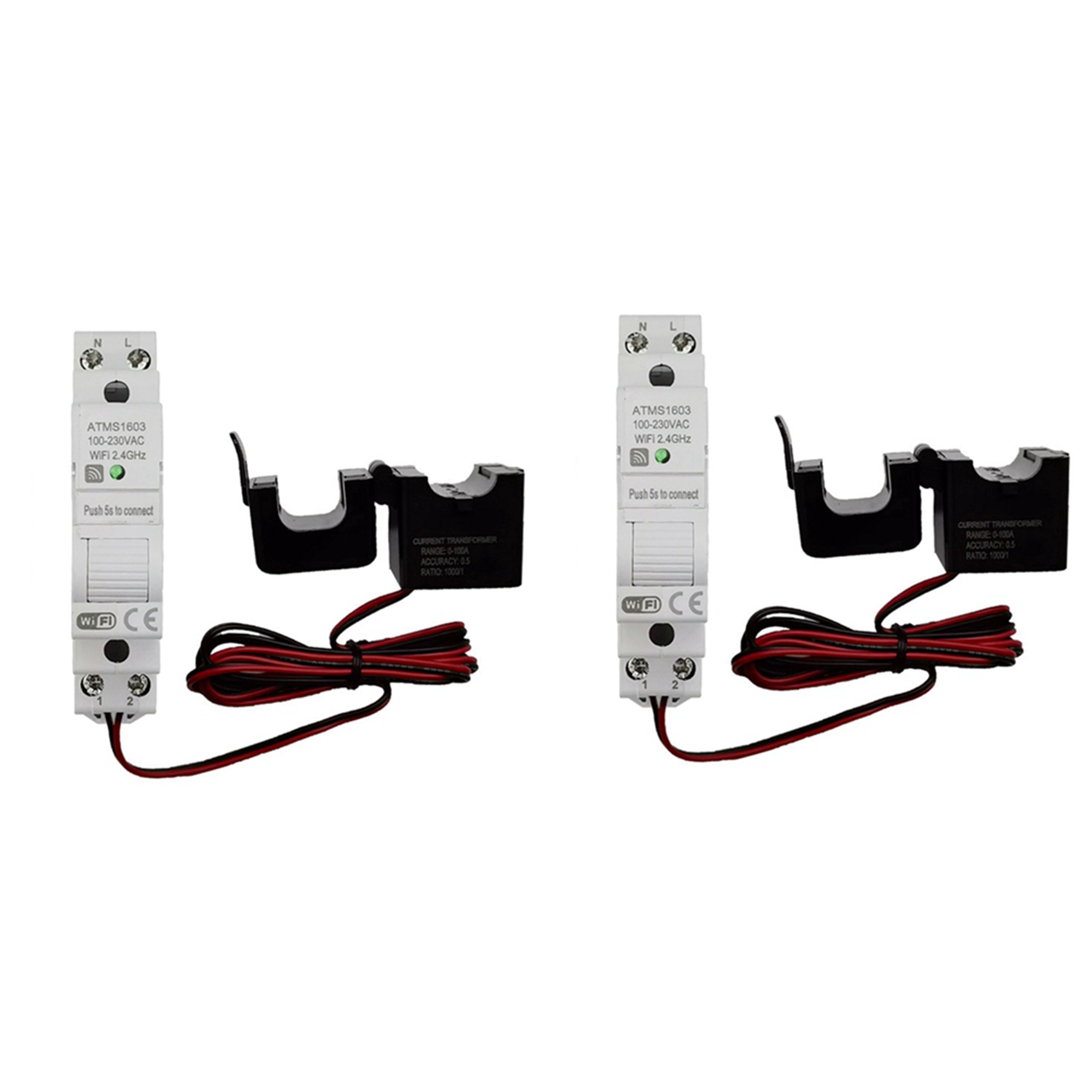 OUMERY 2X ATMS1603 Tuya Single Phase WiFi Intelligent Energy Meter 100A Din Rail Precisely Measuring Voltmeter Ammeter Power