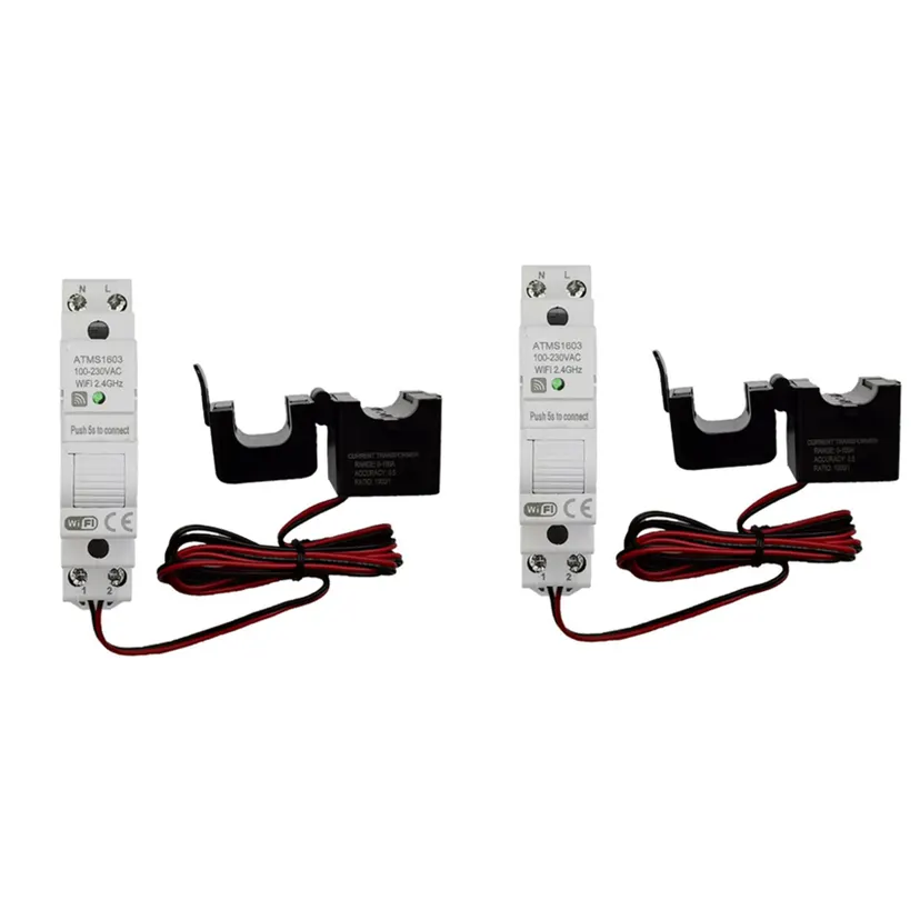 OUMERY 2X ATMS1603 Tuya Single Phase WiFi Intelligent Energy Meter 100A Din Rail Precisely Measuring Voltmeter Ammeter Power