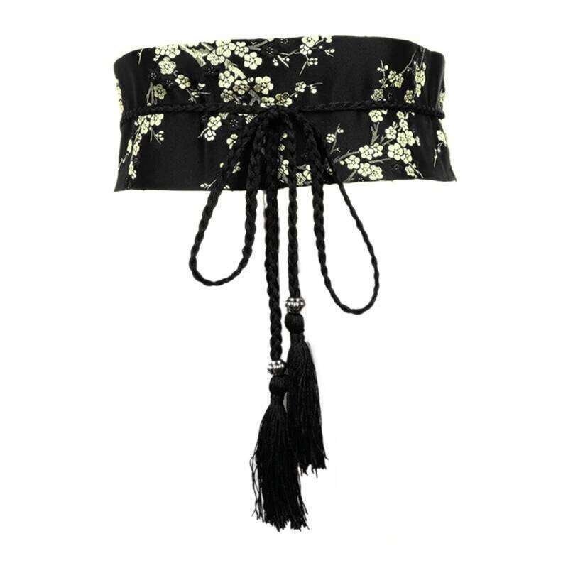 Vintage Waistband Women Elegant Chinese Style Belt with Tassels Accessory for Hanfu Clothing Han Dynasty
