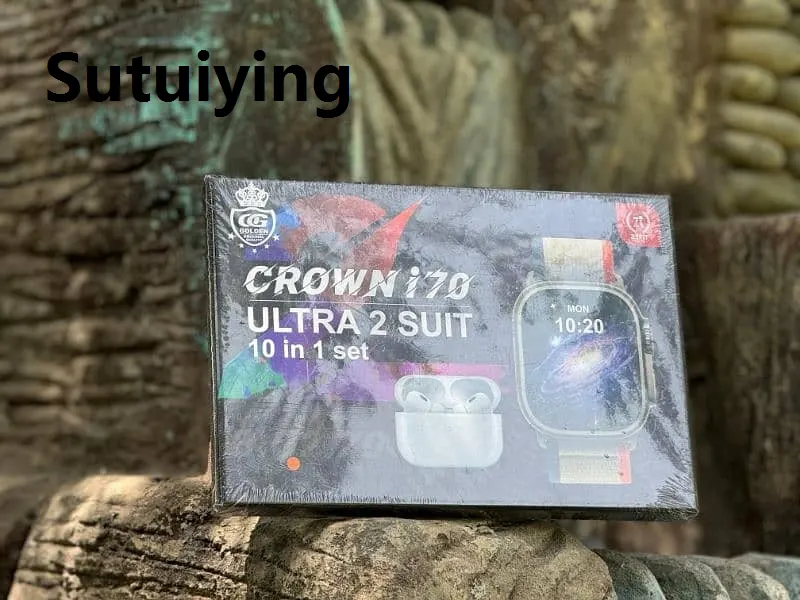 Sutuiying Crown i70 Ultra 2 Suit 10+1 Set Big 2.20 Smart Watch And Airpods