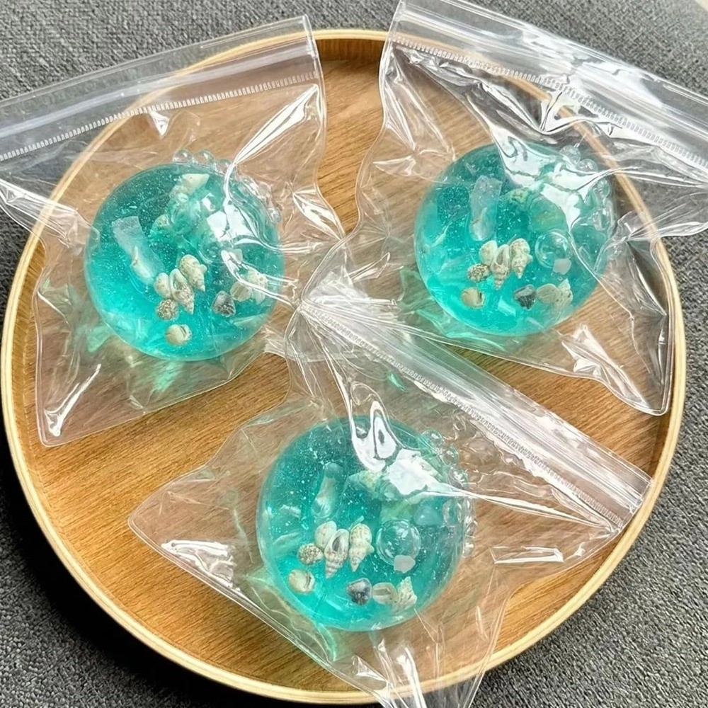 Portable Creative Seashells Squeeze Toy Super Soft Kneading Ocean Squishy Balls Anxiety Relief Transparent TPR Fidget Toy Children's Gifts