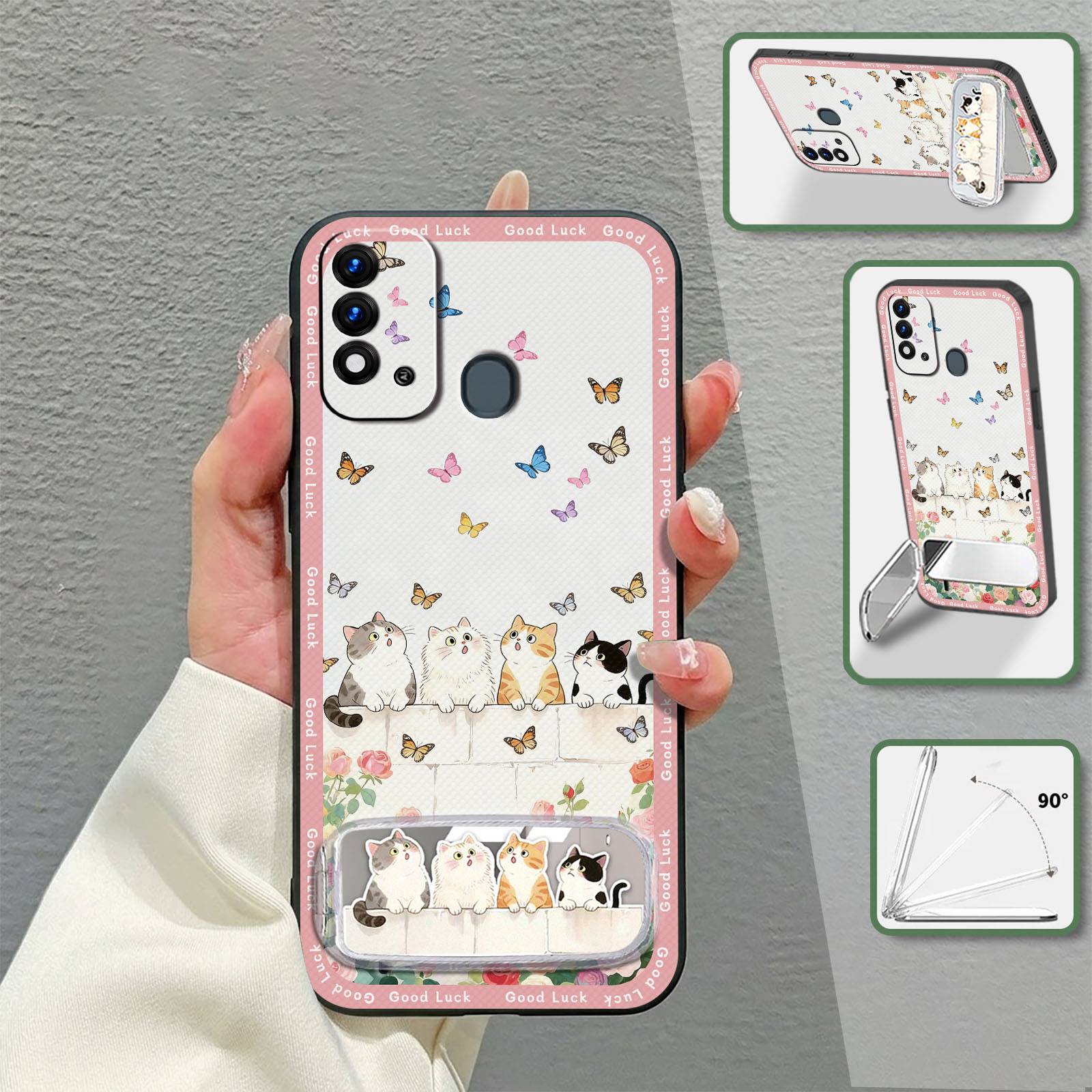 Waterproof Phone Pouch Phone Case For Itel P37/Vision3 Lite Soft case Makeup Mirror TPU 3D Silicone Fashion Design Plush