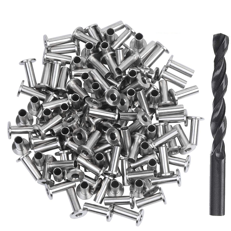 OUMERY 120 Pack Stainless Steel Protector Sleeves for 1/8 inch 5/32 inch or 3/16 inch Cable Railing, T316 Marine Grade Cable Railing Kit with Drill Bit