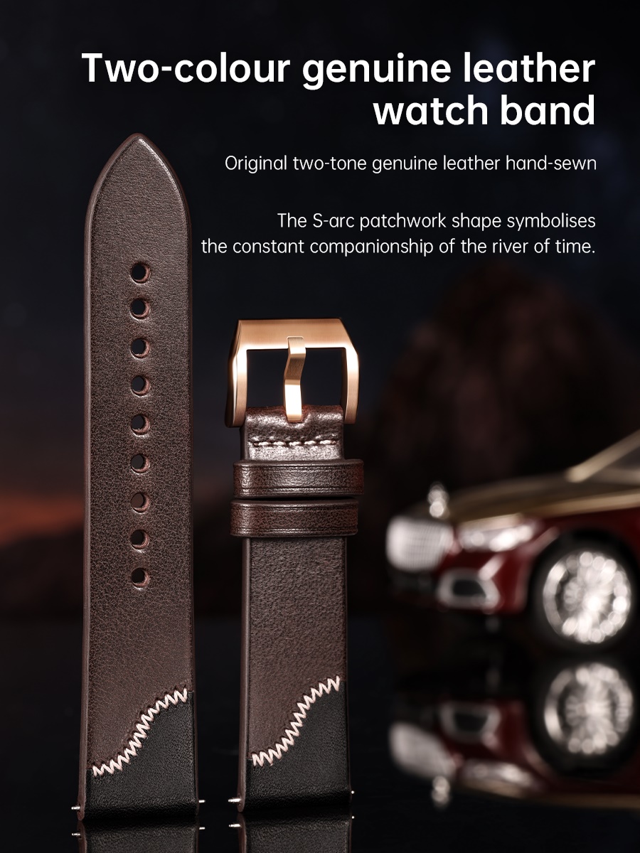 HOT Maikes Double Color Watch Band, Quick Release, Handmade, Top Full Grain Leather Smart Watch Strap, For IWC ROLEX OMEGA