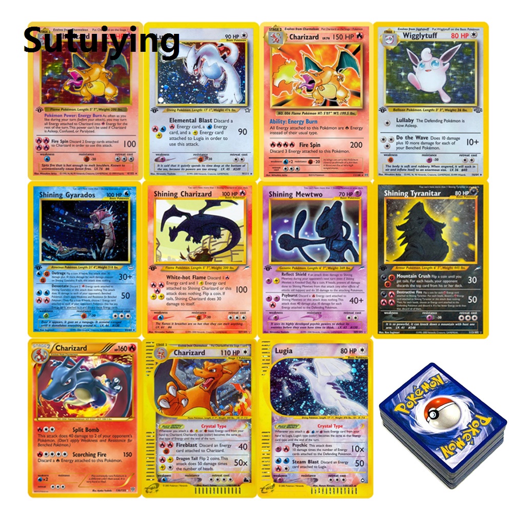 Sutuiying Original Special Offer 1996 Pokémon 1st Edition Base Set Single Flash Cards Shining Charizard Lugia Wigglytuff Game Collection Cards PTCG Proxy Cards