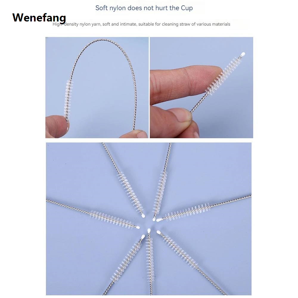 Wenefang Stainless steel baby bottle straw brush 175mm baby Luxury bottle spiral tube brush Soft bristle straw brush