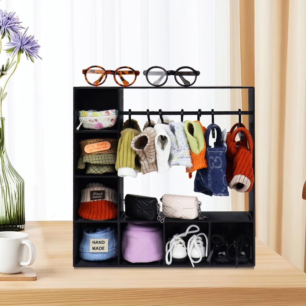 High Quality Large Capacity Doll Clothes Closet Portable Cute Doll Wardrobe Durable with 10 Hangers Display Box for Doll Clothes
