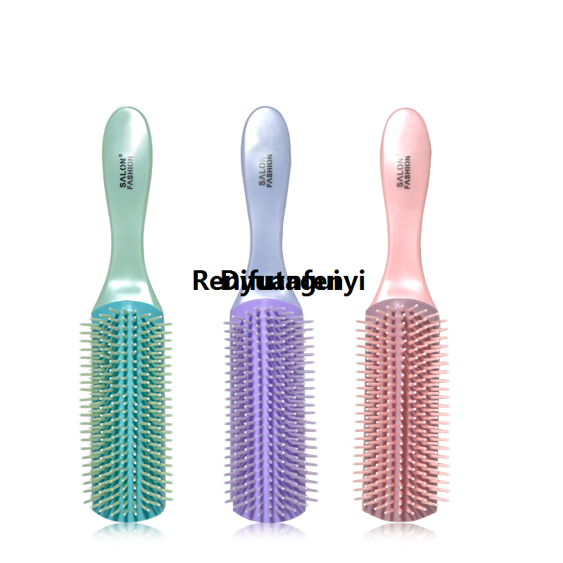 Difutagui 6 Colors 9-Rows Detangling Hair Brush Denman Detangler Hairbrush 2025 New New Scalp Massager Salon Hairdressing Straight Curly Wet Hair Comb