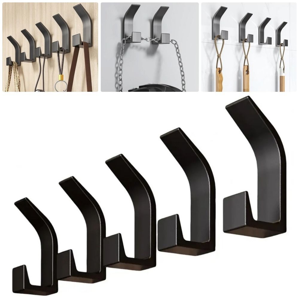 5Pcs/Set New No Drilling Wall Hanging Hooks Clothes Towel Self-adhesive Plastic Storage Hanger Anti-slip Bathroom Kitchen Shower Organizers
