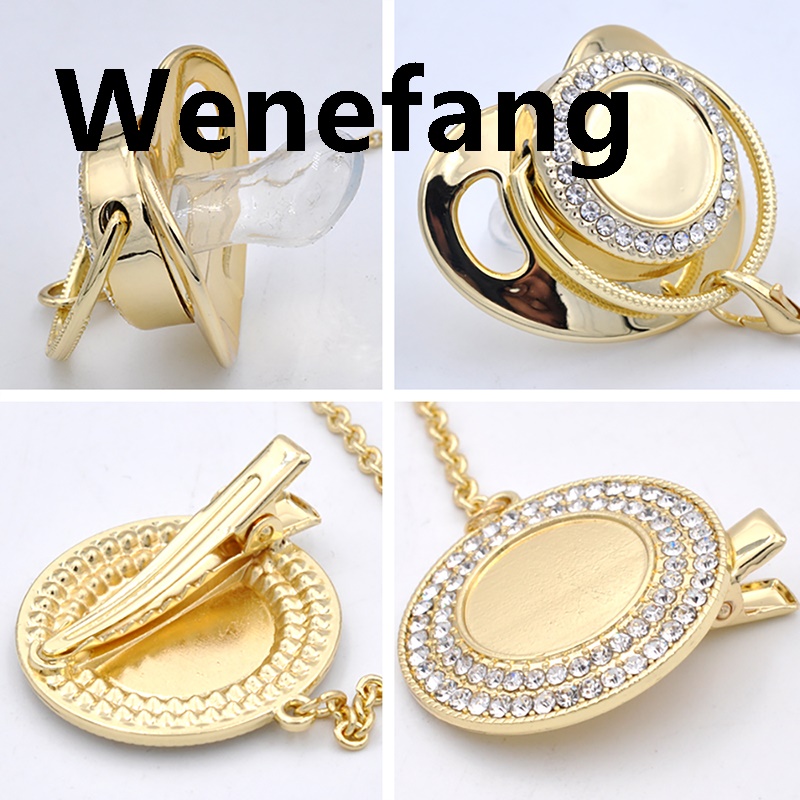 Wenefang Newborn Pacifiers Bling Gold Pacifier Clip Football Sell Baby Pacifier New style Baby Drill Appease Play Mouth Spot Su Chupetes De Lujo