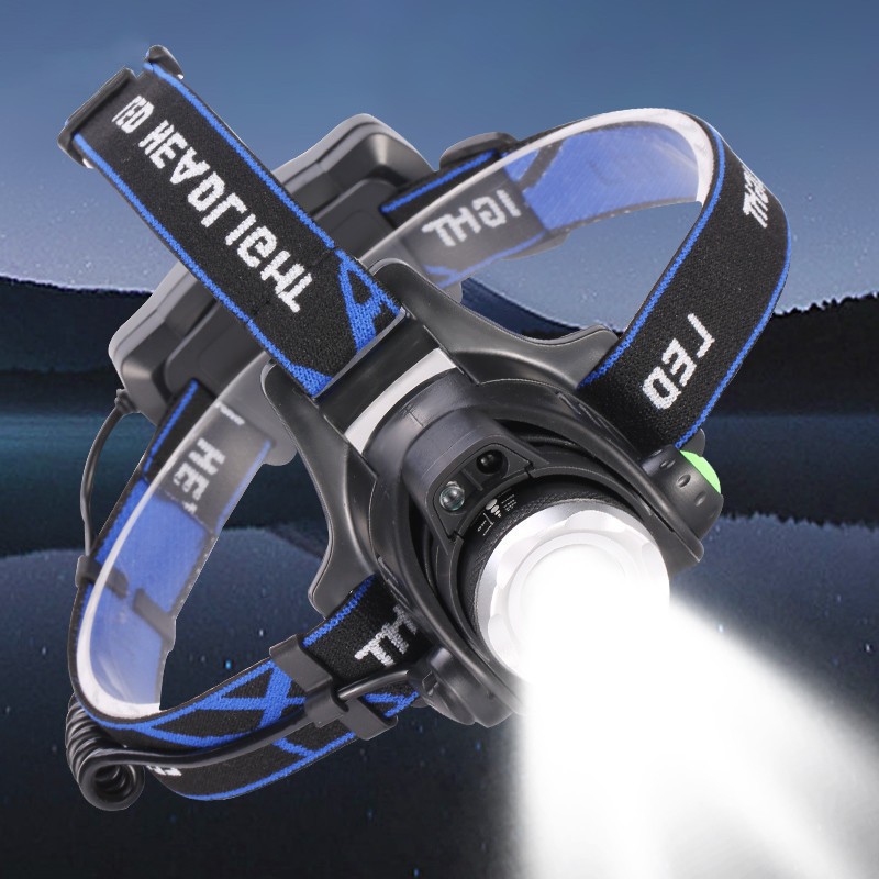 Portable Super Bright Powerful LED Fishing Headlamp 3 Lighting Modes Rechargeable Telescopic Zoom Flashlight Camping Bicycle Torch