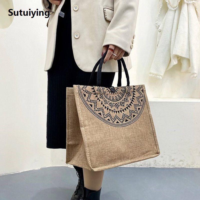 Sutuiying New Large Capacity Solid Color Linen Handheld Fashion Commuter Hot Selling Tote Women's Bag GJCUTE | Fashion New Design hand bag