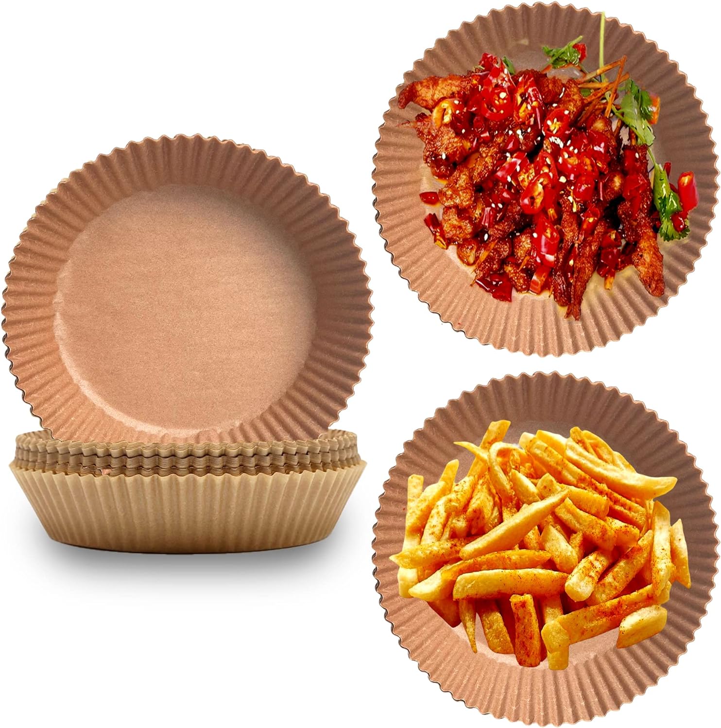 50 Pcs Round Non-stick Oil Absorption Air Fryer Parchment Paper 16CM