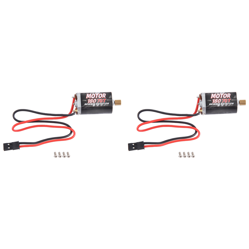 (GREH) 2X 180 Brushed Motor with Stainless Steel Pinion for 1/18 RC Crawler TRX4M Upgrade,70T