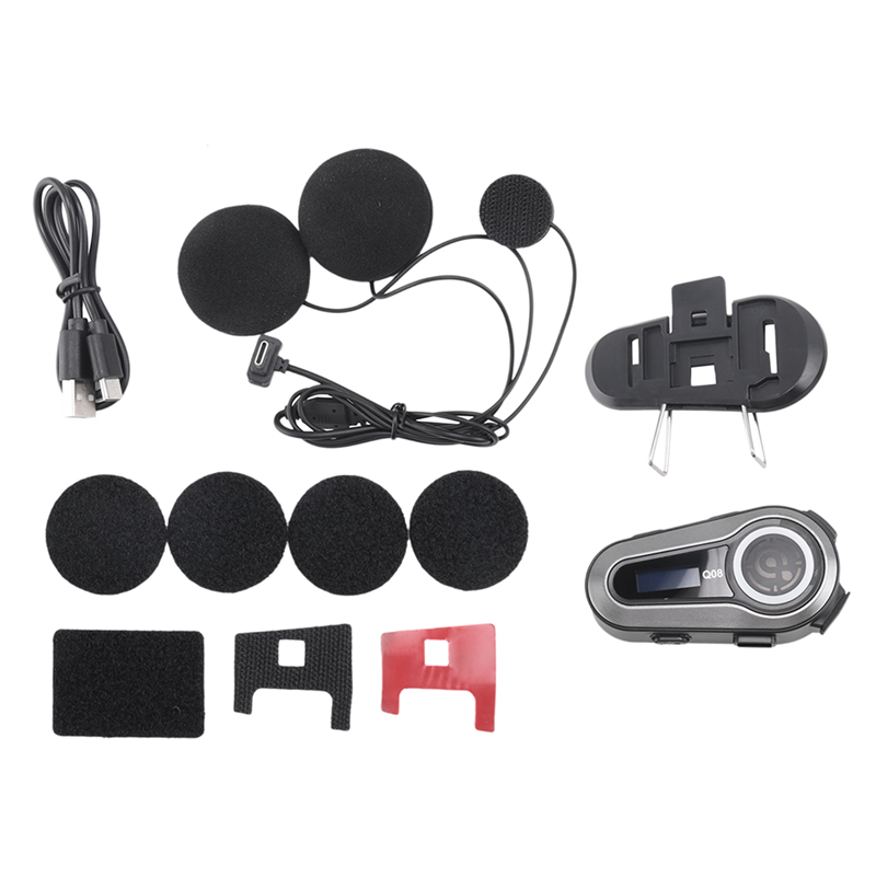 1Set Motorcycle Helmet Headset FM Radio Bluetooth 5.3 Wireless Waterproof Earphone with LCD Screen