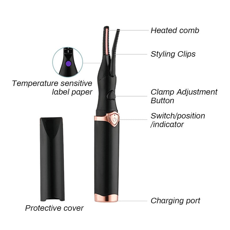 NEW White/Eyelash Curler Rechargeable Portable Mini Long-Lasting Eyelash Curler Electric Heated Styling Eyelash Curler Heated Black