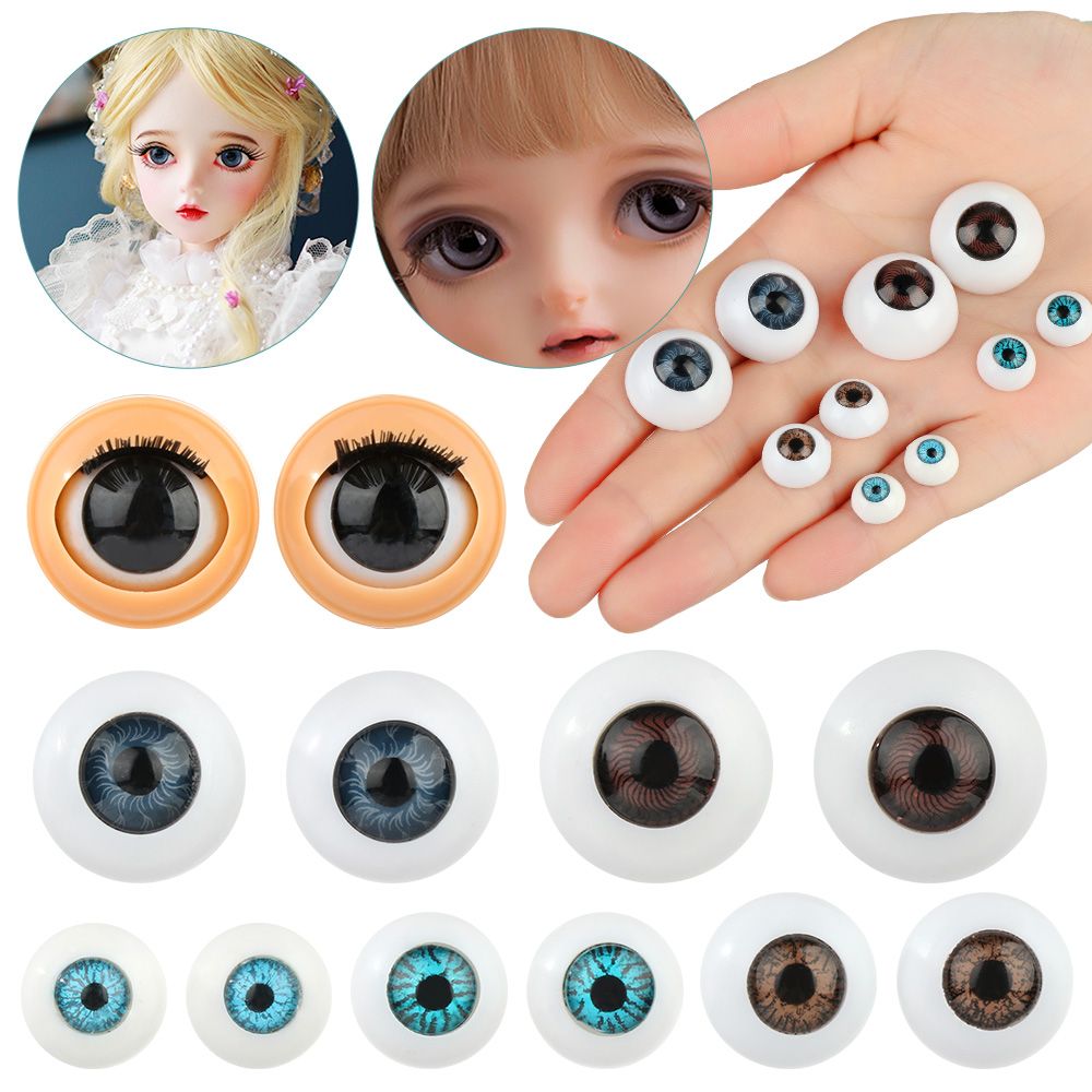 1 Pair Silicone Doll Activity Eyes Doll Eyechips with Eyelashes DIY Doll Eyes Simulation Active Eyeball Doll Rolling Eyeballs