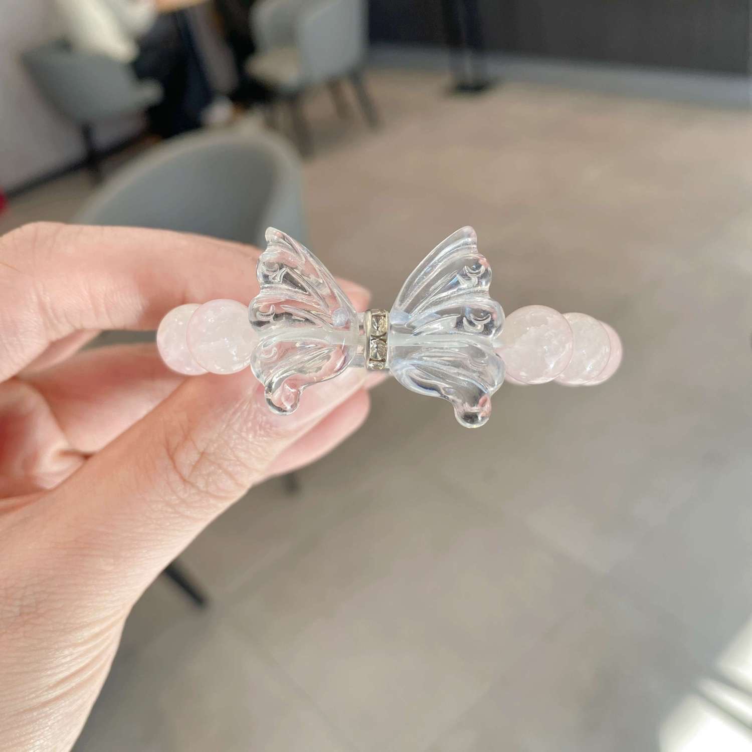 【New Arrivals】Sweet Butterfly Bracelet Women's 2023 New Pink Jade Broken Glass Bead Bracelet Japanese Style Sweet Cute Bracelet