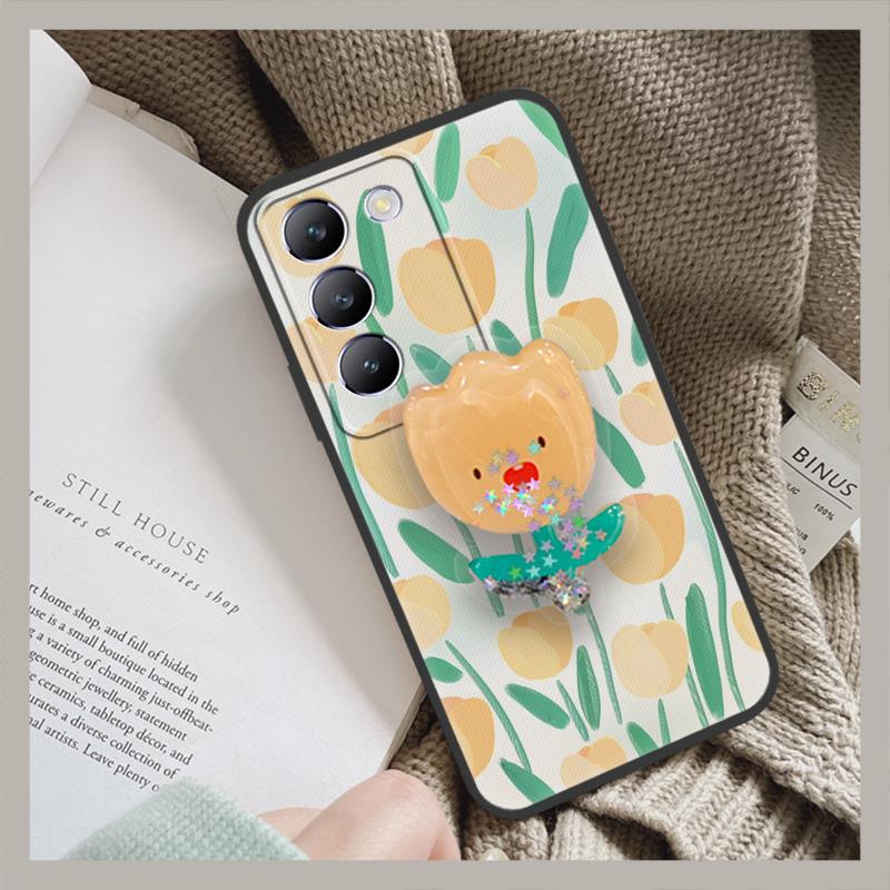 Durable Rotatable stand Phone Case For VIVO T3 5G/V30 Lite 5G/V40SE 5G Back Cover Kickstand Waterproof Cartoon Silicone
