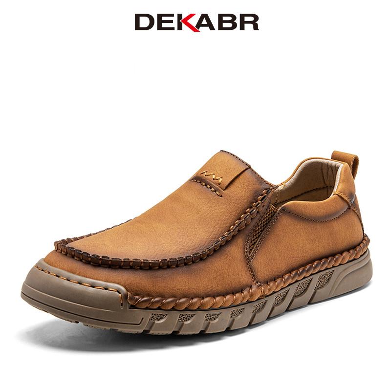 DEKABR Handmade Slip On Shoes Fashion Comfort Soft Breathable Rubber Sole Non Slip Wear Resistant Men Casual Shoes