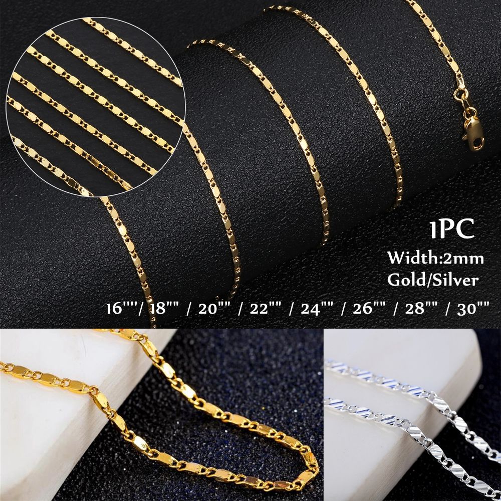Fashion Cool Silver Gold Color Flat Chain Necklace Choker Metal Collar