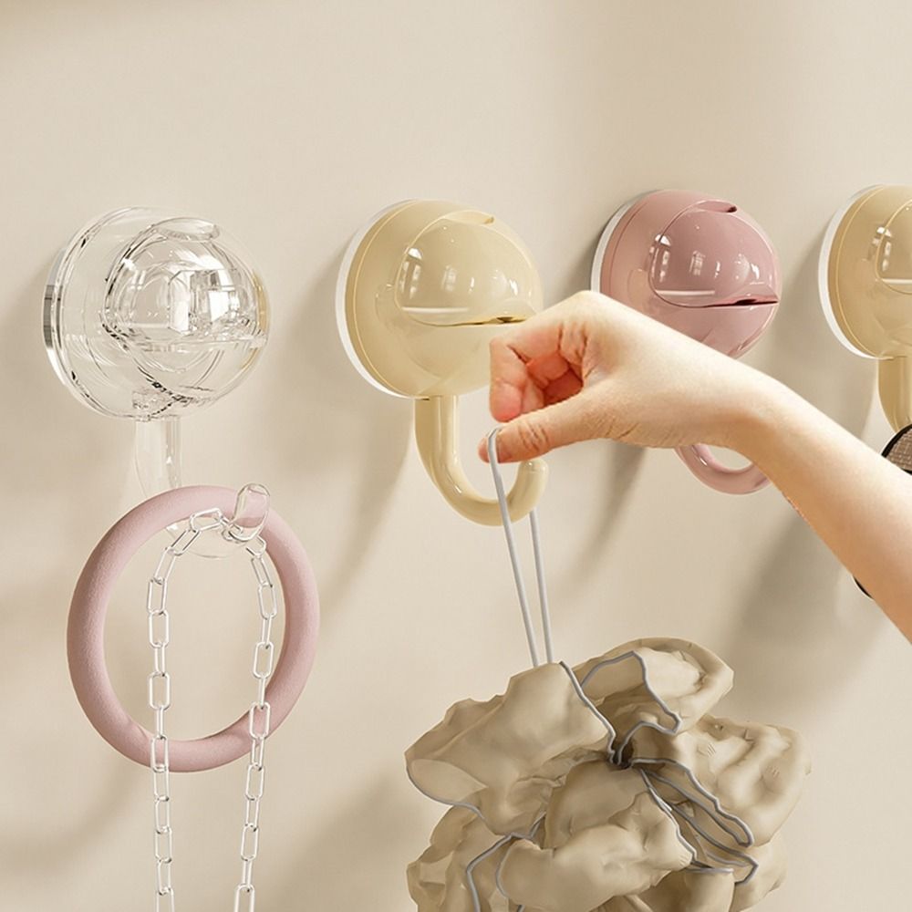 2Pcs Versatile Plastic Suction Cup Hook No-drill Decorative Clothes Towel Storage Hook Removable Reusable Towel Hanger Living Room