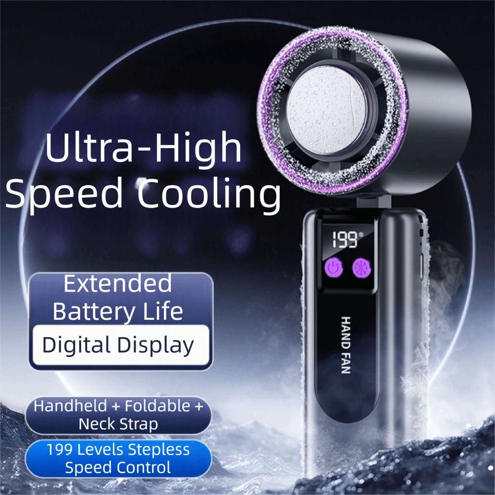 Personal 199 Gear Wind Handheld Fan Semiconductor Refrigeration High Speed Portable Cooling Fan Long Lasting Foldable Mini Turbo Fan Walking