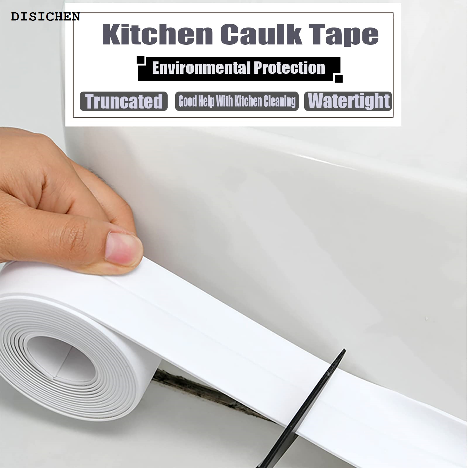 DISICHEN Affordable 3.2m Shower Bath Sealing Tape PVC Waterproof Self Adhesive Caulk Tape For Bathroom Toilet Edge Sealer Kitchen Anti Mold Tape