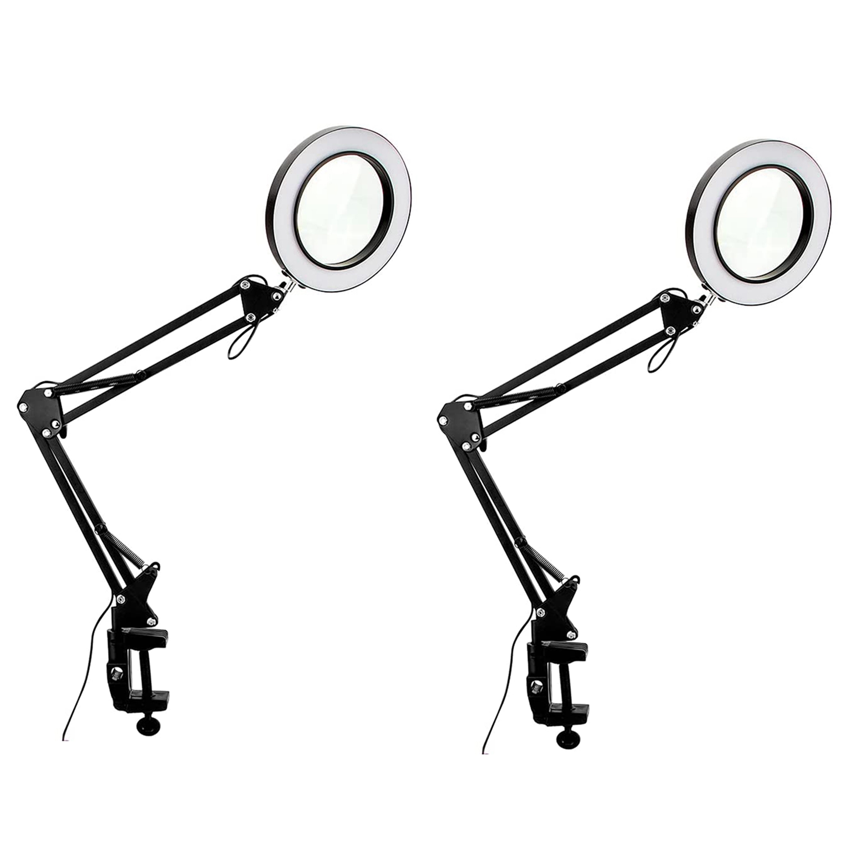 2PCS 10X Magnifying Glass with Light and Clamp 3 Color Modes 10 Brightness Adjustable Magnifying Desk Lamp for Reading