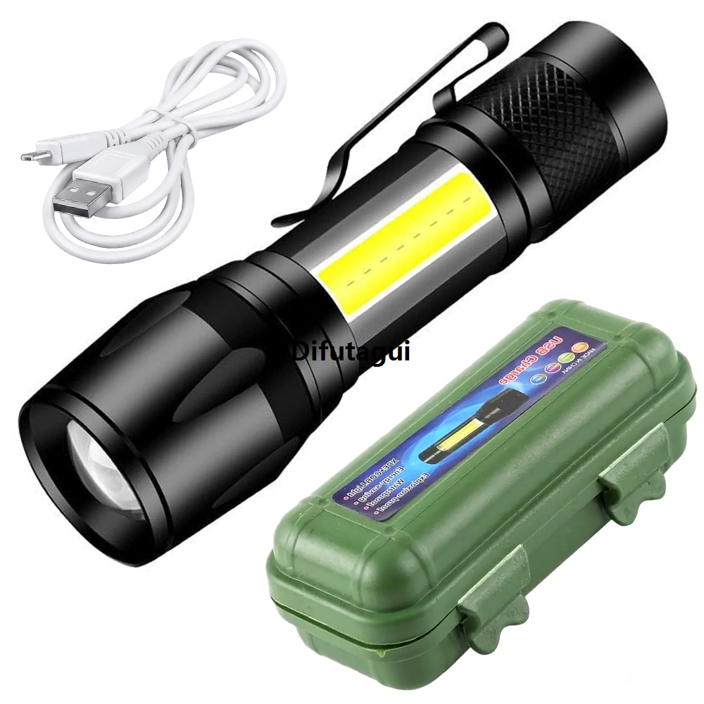 New style Zoomable Metal COB Flash Light Torch| Mini LED Flash Light| Rechargeable Small LED Work Light| Emergency Penlight Torch| Portable High Brightness Pocket Torch| Camping Lantern Fishing Lamp Outdoor, and Home