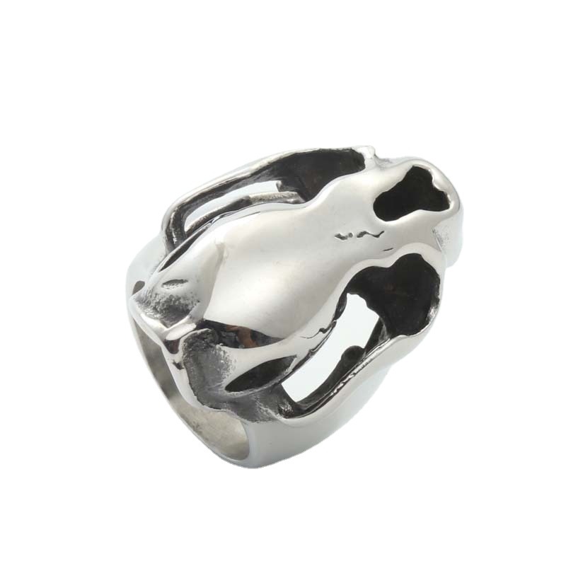 【Fresh designs】Jewelry Titanium Square Stone Ring Retro Trendy Men's Punk Steel Wall Finger Ring Direct Supply